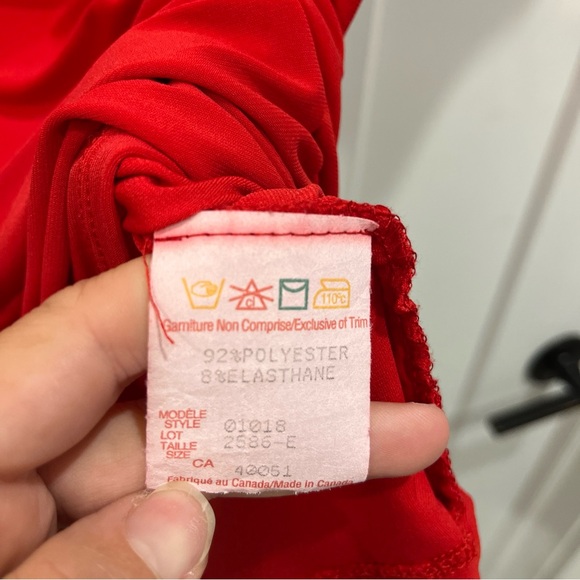 Frank Lyman Designs Women’s Short Sleeve Red Blouse Rouched Draped Front Size 14 - Picture 7 of 7